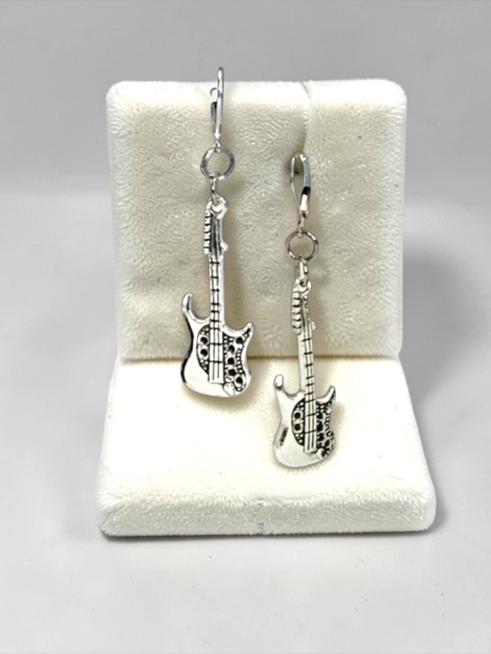 Silver Guitar Earrings - Picture 2 of 3